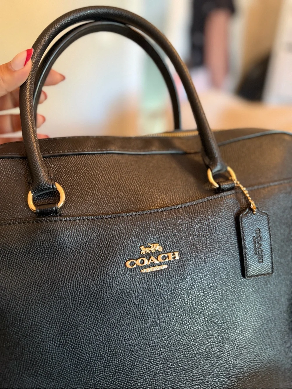 Coach Black Leather Laptop and Crossbody Bag